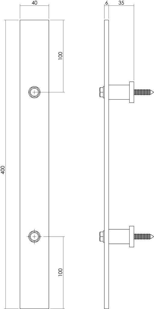 INTERSTEEL DEURGREEP PLAT INDUSTRIAL LOOK