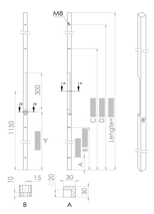 ALUMINIUM DEURGREEP MODEL BL 01 ⧄ 30/30 - stuk