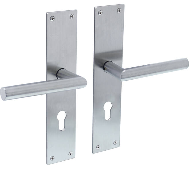 [0035.058329] INTERSTEEL JURA KRUKKENPAAR OP SCHILD MET PROFIELCILINDERGAT (brushed stainless steel, 55)