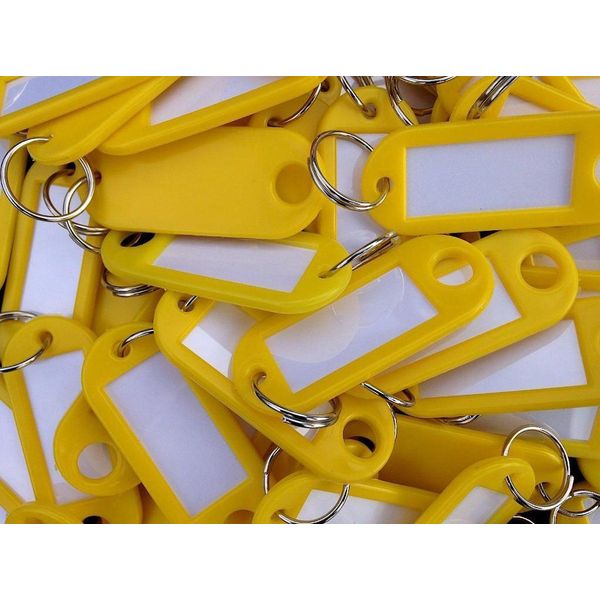 [910222] SLEUTELLABEL MET RING - 200 STUKS (Geel)