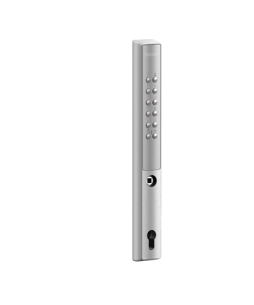 [P00019377-SILV] LOCINOX VERA BATTERIJGEVOED CODESLOT VOOR INSTEEKSLOTEN (Eenzijdige toegang, Zilver, For profiles with a depth of 40 mm)