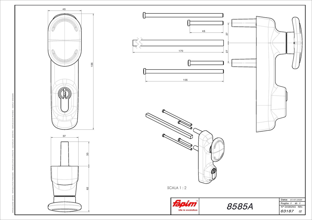 FAPIM OLTRE: 8585A BUITENMODULE MET GREEP EN CILINDERVOORZIENING