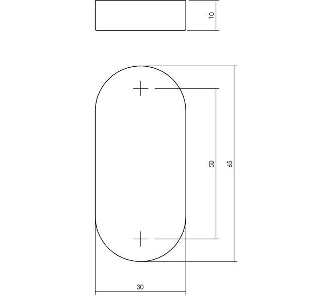 INTERSTEEL BLINDE OVALE ROZET 65x30x10mm