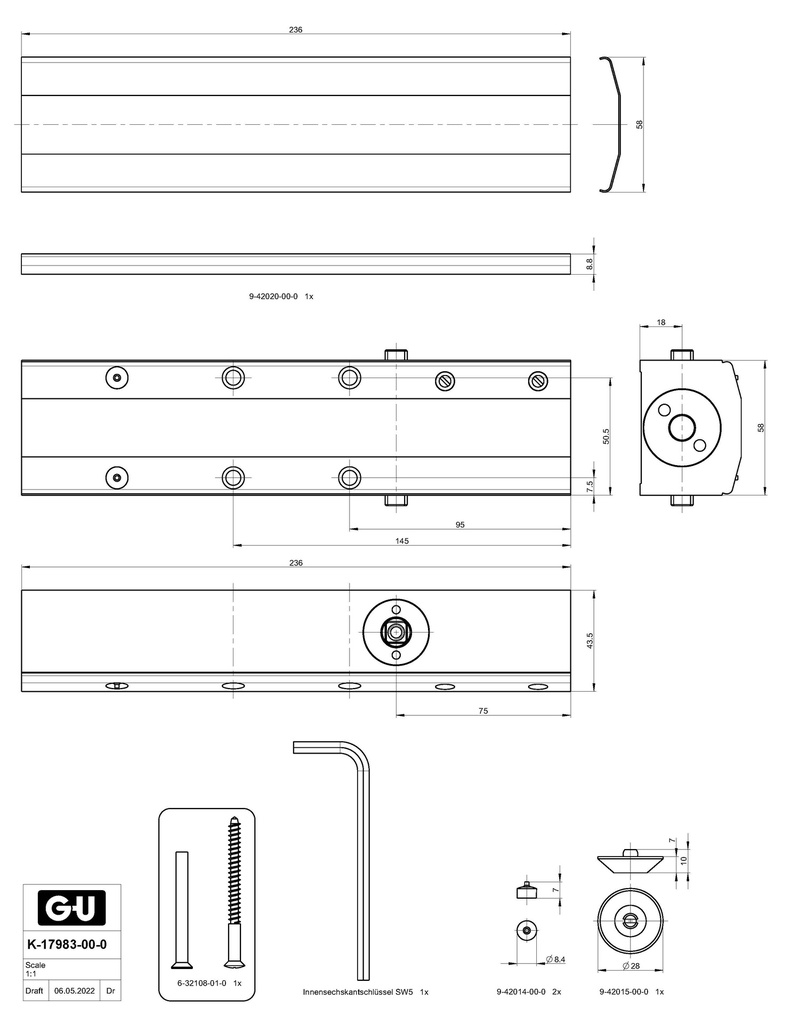 GU DEURPOMP OTS 430 - zonder arm
