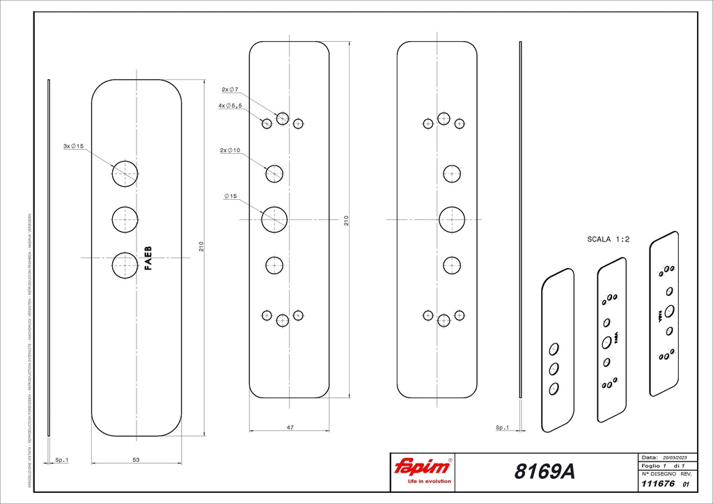 FAPIM 8169A KIT MET PLAATJES TER VERVANGING VAN EEN PANIEK-UITGANG BESLAG DOOR OLTRE BAR