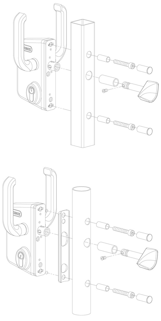 LOCINOX LSKZU2 POORTSLOT IN OPBOUW VOOR SCHUIFPOORTEN