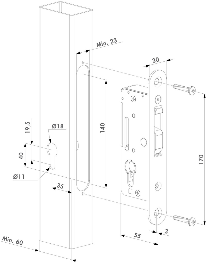 LOCINOX H-COMPACT ROESTVRIJSTALEN INSTEEKSLOT ZONDER KRUKKEN