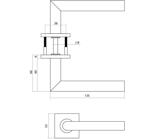INTERSTEEL Q 04 KRUKKENPAAR OP ROZET 53x53x6MM