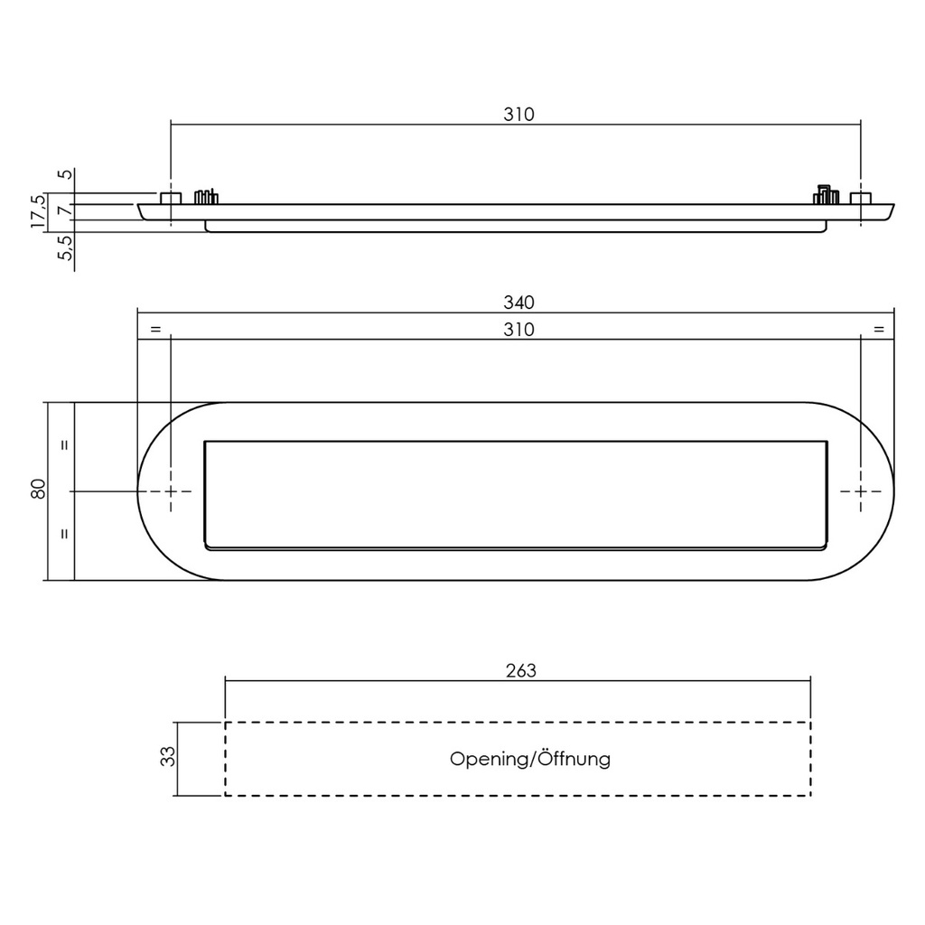 INTERSTEEL BRIEVENBUSKLEP OVAAL MET KLEP/REGENRAND