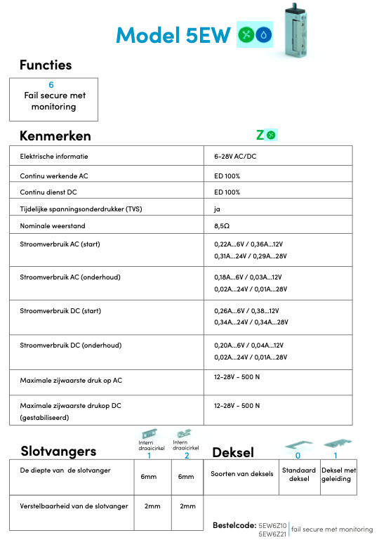 LOCK CONTROL SERIE 5 ELEKTRISCHE DEUROPENER MODEL 5EW