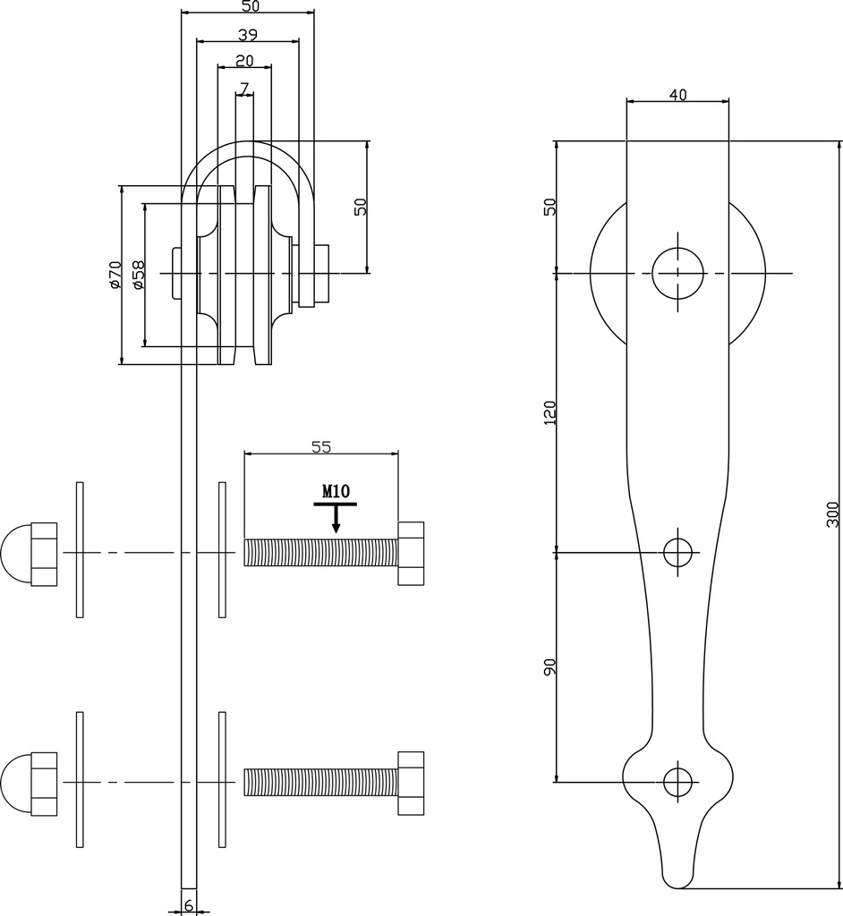 INTERSTEEL ROLLER SET VOOR CLASSIC SCHUIFDEURSYSTEEM