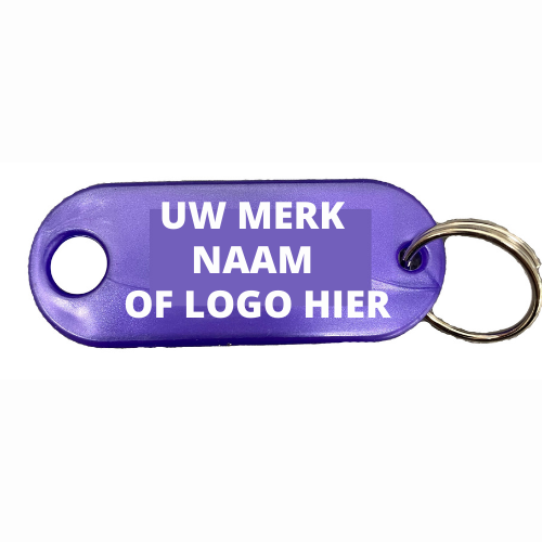 SLEUTELLABEL IN KUNSTSTOF MET RING EN NAAMSTEMPEL - 2500 stuks