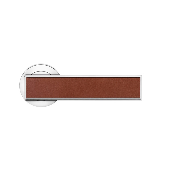 [R53 OS 50 LH] KARCHER DESIGN TORINO KRUKKENPAAR OP ROZET (Chrom, Rond, Leer - lichtbruin)