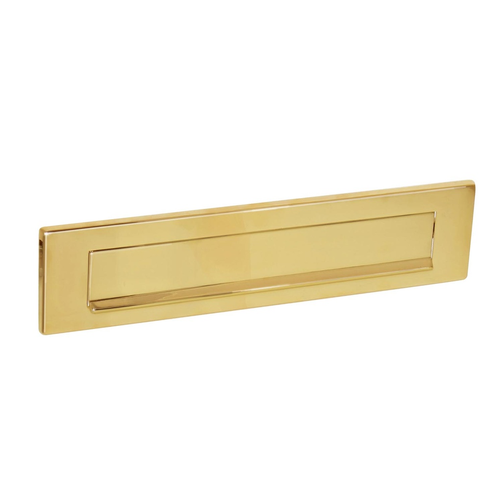 [0010.400001] INTERSTEEL BRIEVENBUSKLEP RECHTHOEKIG MET KLEP/REGENRAND (Brass unpainted)