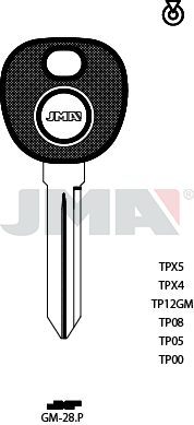 JMA BRUTE AUTOSLEUTEL PROFIEL TP00GM-28.P ZONDER TRANSPONDER