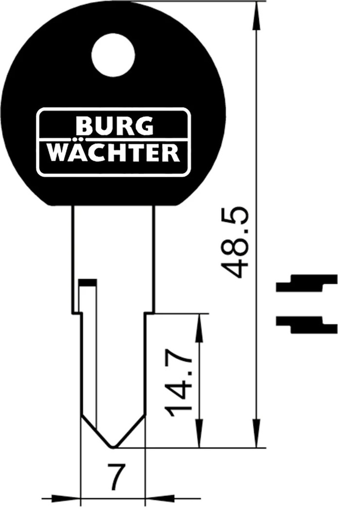 [40 L W] BURG WÄCHTER ORIGINELE BRUTE SLEUTEL 40 W (Links)