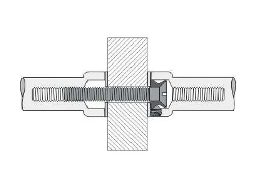 [818-HA-00-02] QUINCALUX BEVESTIGING DOORGAAND PAARSGEWIJS VOOR GREEP